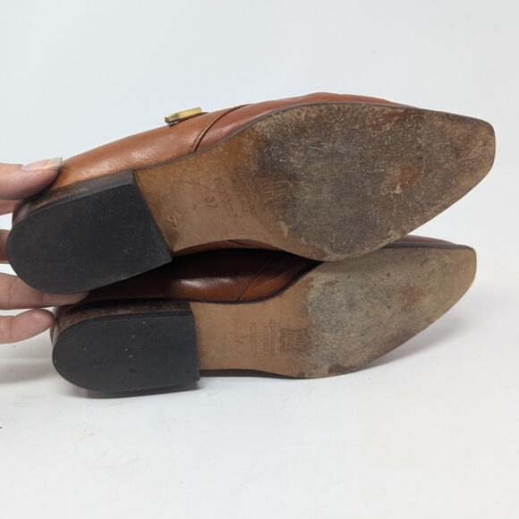 1980s Vintage Proposta Italian Leather Loafers with Western Buckle Brown Size 37 - Picture 5 of 13